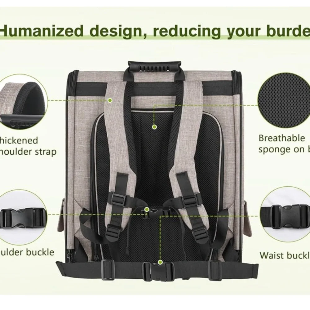 PeCute Khaki Small Pet Carrier Backpack